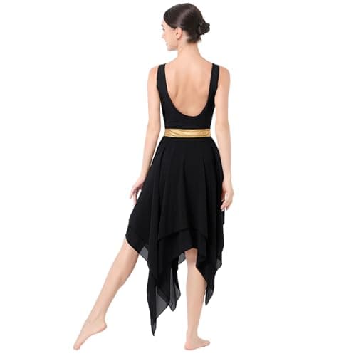 IBAKOM Gold Metallic Cutout Chiffon Tulle Dance Dress for Women