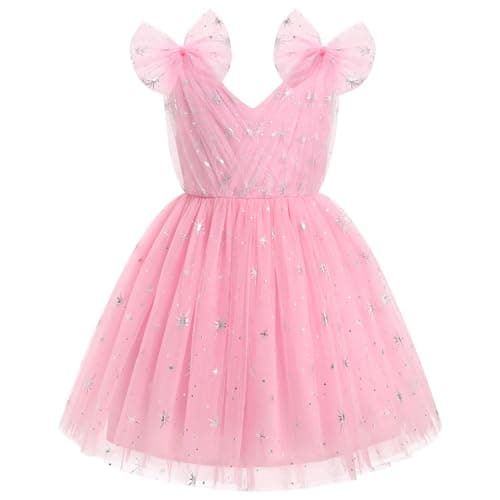 IMEKIS Girls' Butterfly Sparkle Tulle Dress for Weddings and Birthdays 2-10T