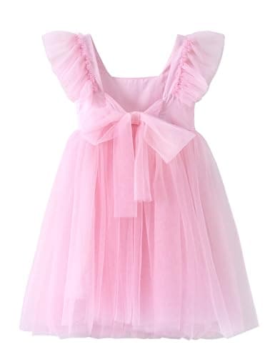 Tutu.kk Vintage Ruffled Sleeve A-Line Tulle Dress for Girl's Weddings & Birthdays