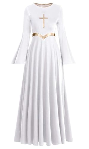 Z&X Women's Modern Worship Long Dresses Liturgical Metal Color Block Dance Robe