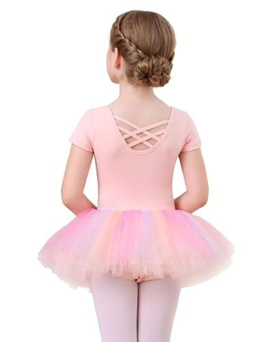 MdnMd Fly Short Sleeve Lace Dance Tutu for Toddler Girls