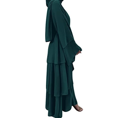 IDOPIP Women's Muslim Abaya Dress - Long Sleeve Dubai Cardigan Robe