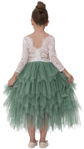 2Bunnies Girl Peony Lace Back Tiered Tutu Party Dress