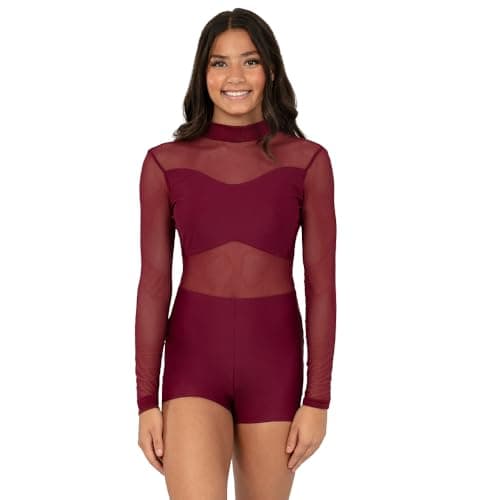 Alexandra Collection Women's Long Sleeve Mesh Open Back Dance Biketard