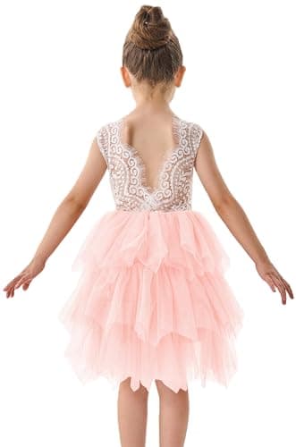 2Bunnies Girl Peony Lace Back Tiered Tutu Party Dress