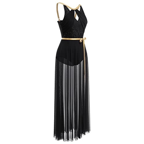 Lyrical Dance Costume for Women: Lace Leotard with Flowy Wrap Skirt