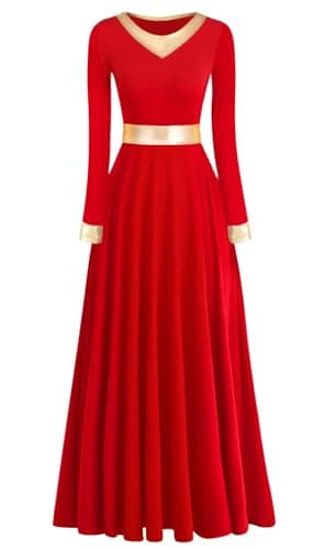 Z&X Women's Metallic Gold Liturgical Dance Dress for Church Worship