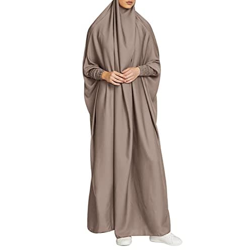 Simple Muslim Women's Maxi Dress with Hijab