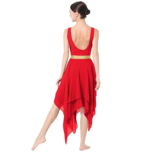 IBAKOM Gold Metallic Cutout Chiffon Tulle Dance Dress for Women