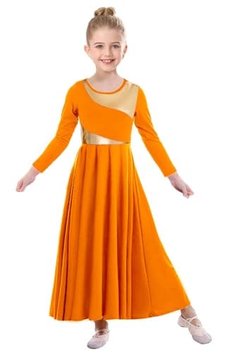 ZYACTU Girls' Metallic Liturgical Dance Dress for Worship and Choir Costumes