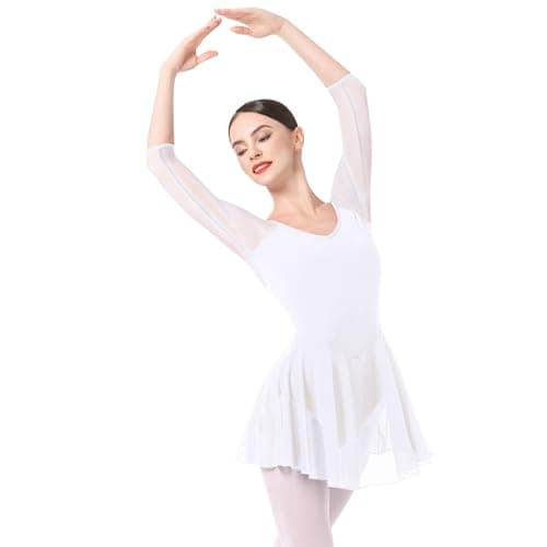 Women's 3/4 Sleeve Ballet Leotard with Skirt - Teens and Adults