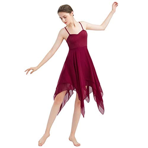 ODASDO Women's Modern Lyrical Dance Spaghetti Strap Chiffon Dress