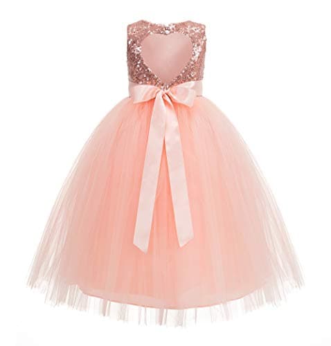 ekidsbridal Heart Cutout Sequin Flower Girl Dress
