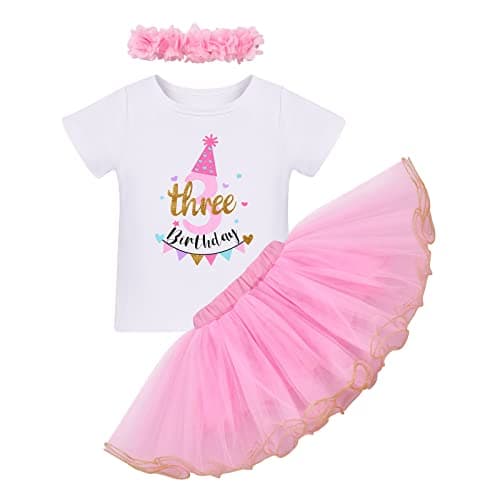 Baby Girl Toddler Kids Birthday Party Cake Smash Tutu Set 3 pcs