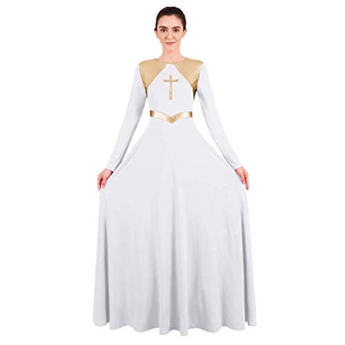 IBAKOM Women's Liturgical Praise Dance Dress Loose Fit Long Sleeve
