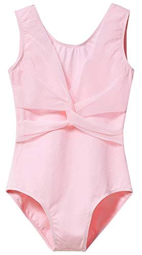 MdnMd Girls' Dance Leotard - Sleeveless Tank Mesh Cross Front