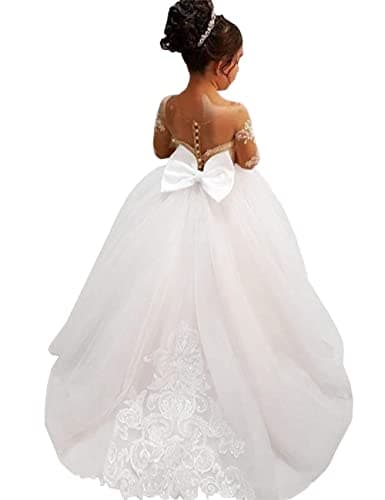 Lovely Lace Flower Girls Dresses for Kids' First Communion, Wedding, Pageant and Ball Gown