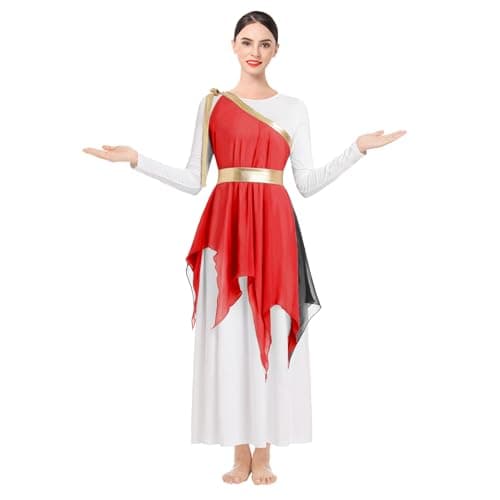 ODASDO Women's White Long Sleeve Maxi Dance Costume + Wrap Skirt
