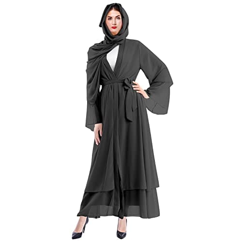 OBEEII Women Muslim Chiffon Maxi Dress