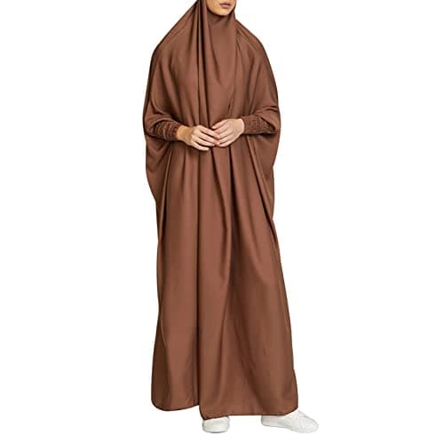 Simple Muslim Women's Maxi Dress with Hijab