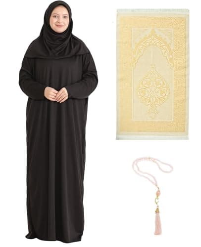 Prien Women's Hijab Rug Tasbih Islamic Prayer Dress for Eid Ramadan