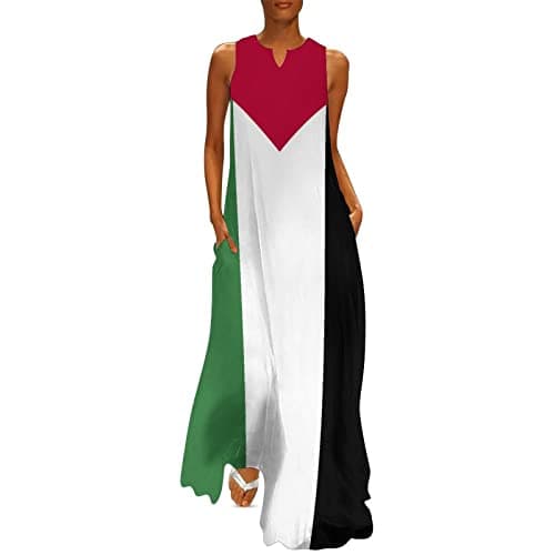 TAIZIYEAH Casual Mexican Flag V-Neck Shift Dress for Women Summer
