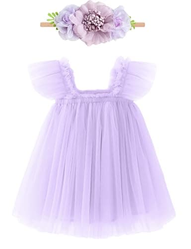 ANHDM Baby Girl First Birthday Cake Smash Outfit with Flower Headband