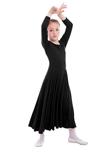 ZX Girls' Long Sleeve Praise Dance Dress Liturgical Worship Costume