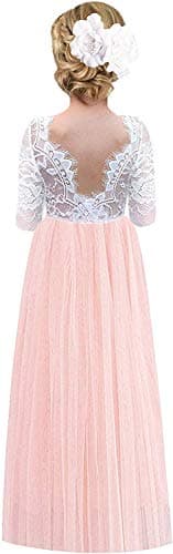 2Bunnies Girl's Rose Lace Back A-Line Tutu Party Dress