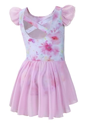 DIPUG Girls' Ballet Leotard with Skirt and Flutter Sleeves