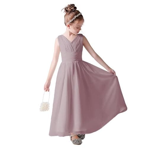 Little Girls Formal Party Dress - Long Chiffon Flower Girl Wedding Bridesmaid Dress