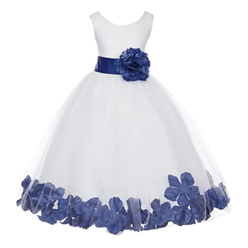 ekidsbridal White Floral Rose Petals Flower Girl Dress