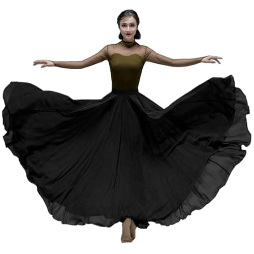 TLMNU Women's Gradient Chiffon Long Swing Skirt for Modern Ballet Performance