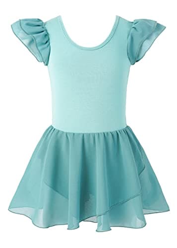Girls Dance Leotards with Ruffle Sleeves and Criss-cross Back for Ages 3-9