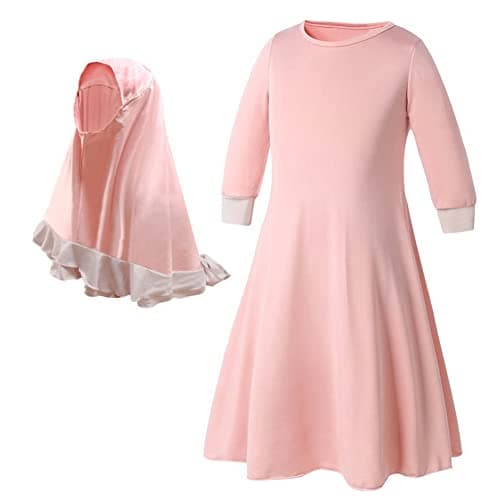 Muslim Girls Abaya with Hijab Set Arabian Robe for Prayer Clothes