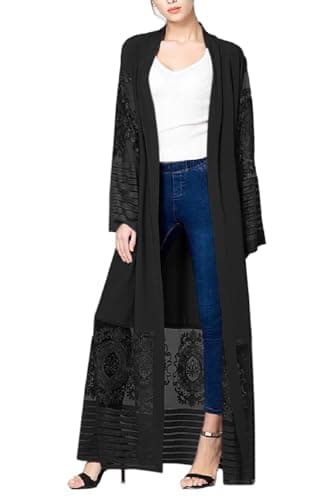 WSPLYSPJY Embroidered Women's Open Abaya Muslim Dress Dubai Kaftan Robe