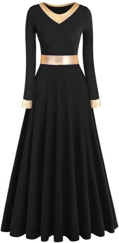 Z&X Women's Metallic Gold Liturgical Dance Dress for Church Worship