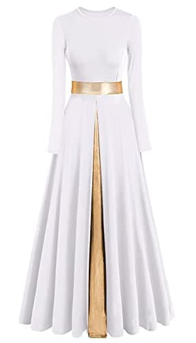 Z&X Women's Modern Worship Long Dresses Liturgical Metal Color Block Dance Robe