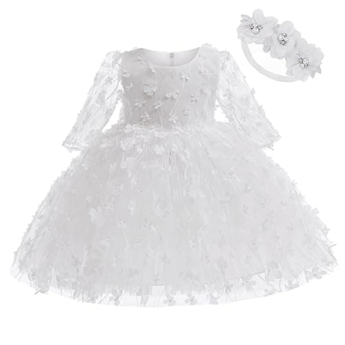 Milstars Baby Flower Bowknot Tulle Baptism Dress for Girls
