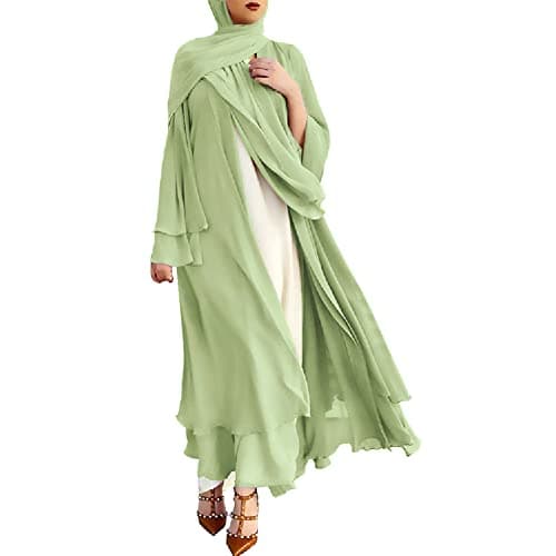 OBEEII Women Muslim Chiffon Maxi Dress