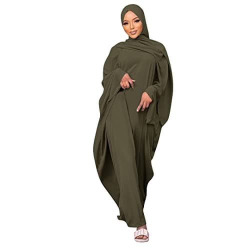 IWEMEK Women's Muslim One-Piece Ramadan Abaya Dress
