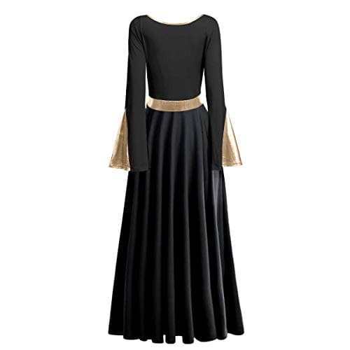 IMEKIS Women Metallic Color Block Liturgical Dance Dress