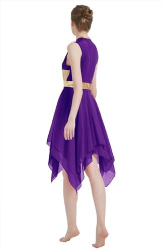 ZYACTU Women's V-Neck Sleeveless Praise Dance Liturgical Dress Lyrical Worship Costumes