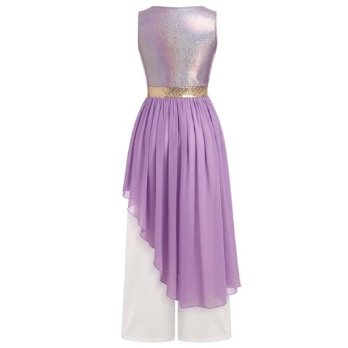 IBAKOM Women's Metallic Lyrical Dance Dress with Tunic and Pants