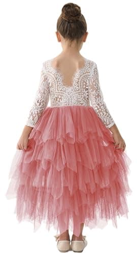 2Bunnies Girl Peony Lace Back Tiered Tutu Party Dress
