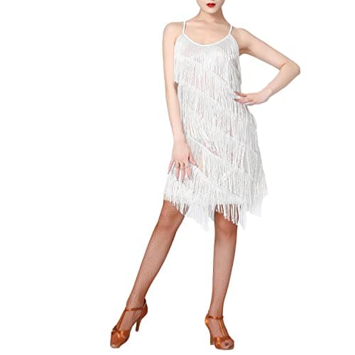 IWEMEK Women's Salsa Latin Dance Sequin Flapper Dress Tango Ballroom Costume