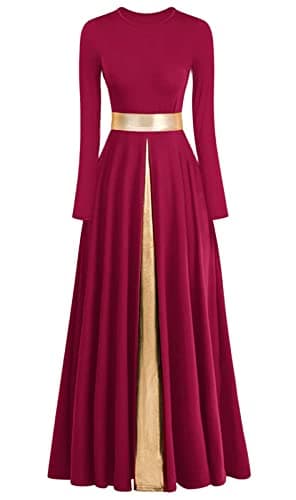Z&X Women's Modern Worship Long Dresses Liturgical Metal Color Block Dance Robe