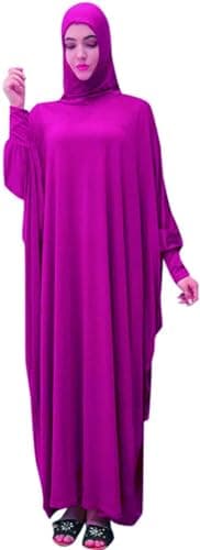 Alilyol Women's Solid Color Muslim Pray Dress Abaya Kaftan with Hijab