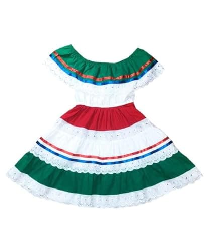 Unik Girl's Traditional Mexican Birthday, Christmas, Cinco de Mayo Cultural Dress Size 2-14