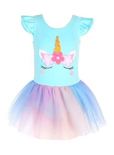 Unicorn Tutu Ballet Leotards for Toddlers Girls Cotton Tulle Skirts